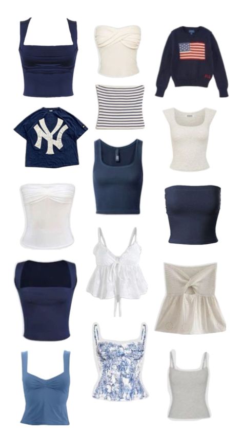 Summer, outfit inspo, coastal, beach, navy blue aesthetic Navy Top Outfit, Navy Blue Aesthetic, Fitness Wear Outfits, Outfit Inspo Casual, Trendy Outfits For Teens, Cute Preppy Outfits, Stockholm Fashion, Simple Trendy Outfits, Cute Everyday Outfits