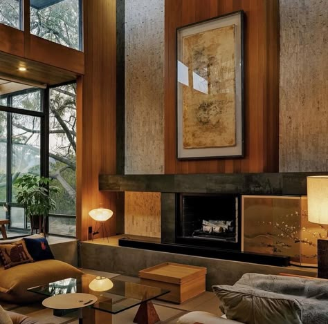 Architecture Dream Job, Farmhouse 2023, Modern Lakehouse, Modern Japanese Interior, Artist Interior, 1970s House, Japanese Interiors, Furniture Lamps, Dream Interior