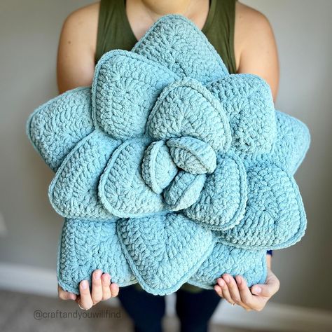 This succulent pillow is done and I am so in love with it!! Planning on bringing this one to market and already hoping to make another. My second obsession (besides crochet) is plants so I knew I had to add this to my arsenal as soon as I saw it. It’s pretty big but is perfect for a sunroom couch or a covered front porch bench. I used this perfect soft green color that would coordinate so well around plant themed or earthy home decor. Tell me below where you would place this in your home:) : ... Crochet Plant Pillow Pattern, Crochet Succulent Pillow Pattern Free, Crochet Plant Pillow, Crochet Succulent Pillow, Sunroom Couch, Front Porch Bench, Covered Front Porch, Succulent Pillow, Crochet Succulent