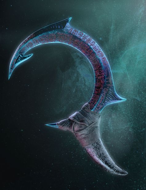 Sickle Concept Art, Sickle Dnd, Fantasy Sickle, Fantasy Scythe, Sickle Art, Sickle Design, Reference Art, Magic Items, Concept Ideas