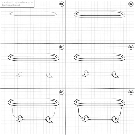 How to draw a bathtub. Random Things To Draw, Sketch Notes Doodles, Doodle Easy, Draw Tutorial, Interior Design Sketches, Things To Draw, Bullet Journal Doodles, Learn How To Draw, Journal Doodles