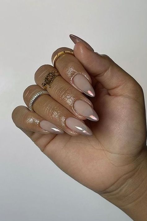 Unicorn Chrome, Wife Nails, Nails Collection, Almond Shape Nails, Dope Nail Designs, Classy Acrylic Nails, Pretty Gel Nails, Mob Wife, Simple Nail Art Designs