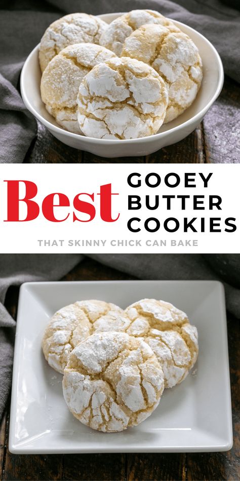 Ooey Gooey Butter Cookies, Butter Cake Cookies, Ooey Gooey Butter Cake, Crackle Cookies, Gooey Butter Cookies, Gooey Butter, Recipe Cookies, Flat Cakes, Best Christmas Cookie Recipe