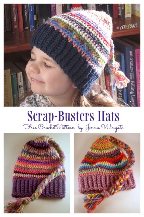 Scrap Yarn Hat Free Crochet Patterns - DIY Magazine Scrap Yarn Hat, Beanies Crochet, Scrap Crochet, Scrap Yarn Crochet, Yarn Hats, Scrap Yarn, Scrap Busters, Knitting Machine Patterns, Crochet Hat Free