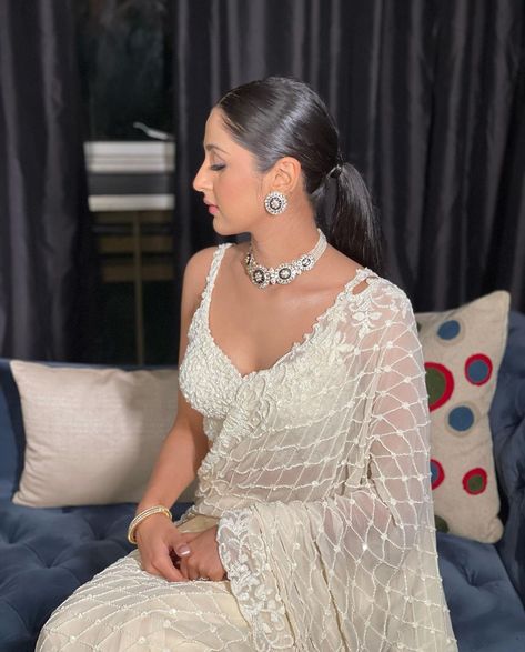 Anisha Nagpal | Hair Artist 🧿 on Instagram: “Sleek pony for the kill⚡️ @meesha.gandhi in a gorgeous @premyabymanishii with eyes to kill 🤍 Hair: @hairbyanishanagpal Makeup:…” Pony With Saree, Cocktail Makeup, Hair Artist, Saree Blouse Patterns, Designer Saree Blouse Patterns, Wedding Saree Indian, Ethnic Outfits, Bridesmaid Outfit, Artistic Hair