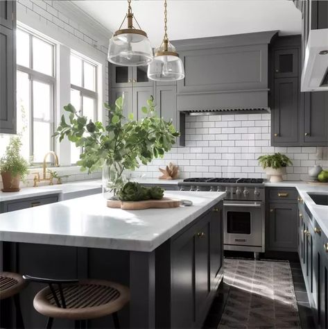 Bring The Kitchen To The Next Level Dark Grey Cabinets White Countertops, Dark Gray Cabinets White Countertops, Gray Cabinets White Countertops, Grey Cabinets White Countertops, Charcoal Gray Kitchen Cabinets, Kitchen Cabinets Design Ideas, Cabinets Design Ideas, Dark Grey Kitchen Cabinets, Kitchen Cabinets Design