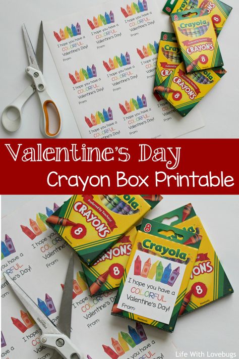 Class Valentines Gifts, Cricut Valentines Projects, Valentines Day Kids, Simple Valentines Gifts, Crayon Valentines, Daycare Gifts, Hadiah Valentine, Girl Valentines, Box Printable