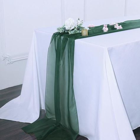 Valhalla Wedding, Alligator Birthday Parties, Dream Quinceanera, Emerald Green Wedding Theme, Chiffon Table Runner, Elegant Table Decorations, Sweet 17, Green Table Runner, Diana Wedding