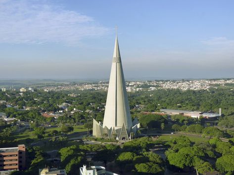 Cathedral of Maringá, José Augusto Bellucci, Maringá, Brazil, 1972. #architecture #archinerds San Francisco Skyline, Brazil, San Francisco, Architecture, Travel