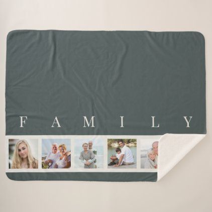 Slate Family Caption Photo Collage Custom Picture Sherpa Blanket Family Captions, Custom Photo Blanket, Picture Blanket, Family Photo Collages, Word Family, Grid Style, Chart Design, Coastal Blue, Square Photos