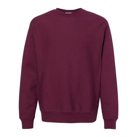 Independent Trading Co. Legend - Premium Heavyweight Cross-Grain Crewneck Sweatshirt Size up to 3XL - 13.5oz./yd (US) 22.5 oz./L yd (CA), 70/30 cotton/polyester, 100% cotton face yarns on solid colors 3-End fleece, ring spun cotton 20 singles face yarn for a durable and textured fabric face Double ribbing side panels for stretch Reverse coverstitch sewing on all seams for durability and a premium finish Body panels sewn cross grain to limit shrinkage & shortening after wash 520gm 100% cotton 1x1 ribbing at cuff and waistband Tear away woven label Size: 2XL.  Color: Red.  Gender: male.  Age Group: adult. Maroon Crewneck, Maroon Sweatshirt, Wardrobe Capsule, King Fashion, Blank Apparel, Maroon Sweater, Woven Label, Alternative Outfits, Athletic Fashion