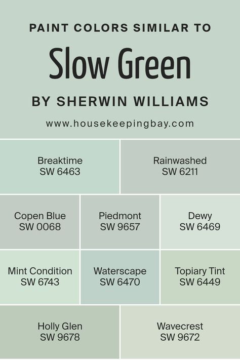 Colors Similar to Slow Green SW 6456 by Sherwin Williams Slow Green Sherwin Williams, Sherwin Williams Green Paint Colors 2024, Fresh Eucalyptus Sherwin Williams, Sherwin Williams Paint Colors Green, Green Sherwin Williams, Sherwin Williams Green, Sherwin Williams Color Palette, House Redo, Fresh Eucalyptus