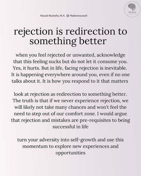 Nawal Mustafa | rejection is redirection 🤍 | Instagram Rejection Is Redirection, Deep Conversation Topics, Practicing Self Love, Deeper Conversation, Unhealthy Relationships, Uplifting Quotes, Emotional Health, Self Development, Relationship Advice