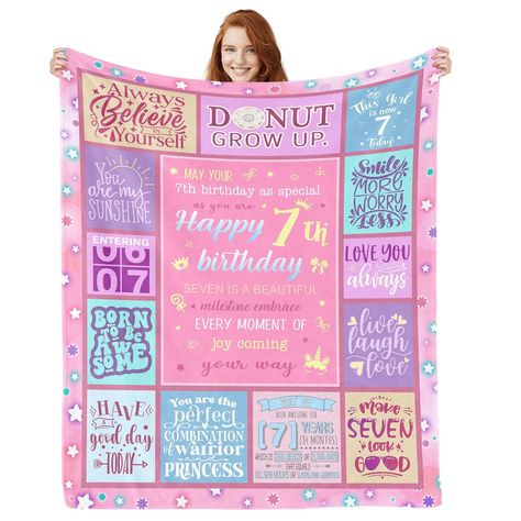 PRICES MAY VARY. 🌸【7 Year Old Girl Birthday Gifts】- Happy 7th birthday! 7th birthday is a major milestone on the road and one that is definitely worth celebrating.This flannel blanket is designed for your 7th birthday and perfect for expressing love and warmth to relatives and friends, Such as daughter, granddaughter, niece, classmate, friend and neighbor Etc.7 year old girl gifts,gifts for 7 year old girls,gift for 7 year old girl,birthday gifts for 7 year old girls,best presents for 7 year ol 13th Birthday Gifts, Happy 13th Birthday, Happy 8th Birthday, Throw Bed, Happy 7th Birthday, Daughter's Birthday, Soft Throw Blanket, 13th Birthday, Girls Gift