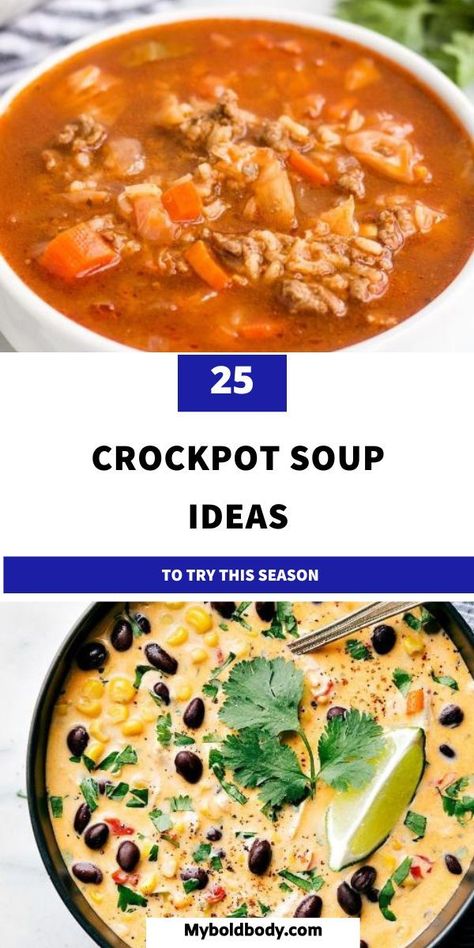 Indulge in the goodness of 25 incredible crockpot soup recipes that will satisfy your seasonal cravings. These nutritious and flavorful slow cooker soups are not only easy to make but also make a delightful side or main dish. From classic favorites like chicken noodle soup to tantalizing options like lentil, pumpkin, beef barley, tortilla, vegetable, taco, and stuffed pepper soups, there's something for everyone to enjoy. Crockpot Stuffed Pepper Soup, Vegetable Taco, Slow Cooker Soups, Crockpot Soups, Crockpot Soup, Fluffy Mashed Potatoes, Hearty Beef Stew, Creamy Macaroni And Cheese, Beef Barley