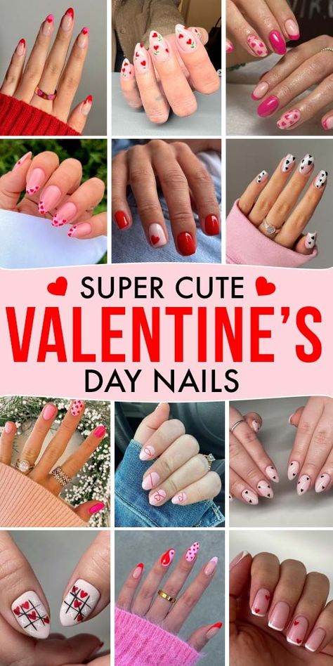 13 Cute Valentines Day Nails for Inspiration - Love and Marriage Nails 2024 Valentines Day, Best Valentines Nails, February 2024 Nails Ideas, Neutral Nails Valentines Day, Nail Ideas For Valentines Day Short, Valentine Nails With Hearts, Pink Valentine Nail Designs, Nail Art Ideas Valentines, Valentine’s Day Gel Nail Ideas