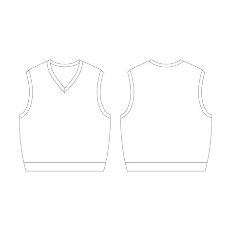 Blank Clothes Template, Sweater Vest Design, Vest Sketch Design, Mock Ups Clothing, Blank Clothing Template, Sweater Vest Drawing, Clothe Template, Vest Technical Drawing, Vest Sketch