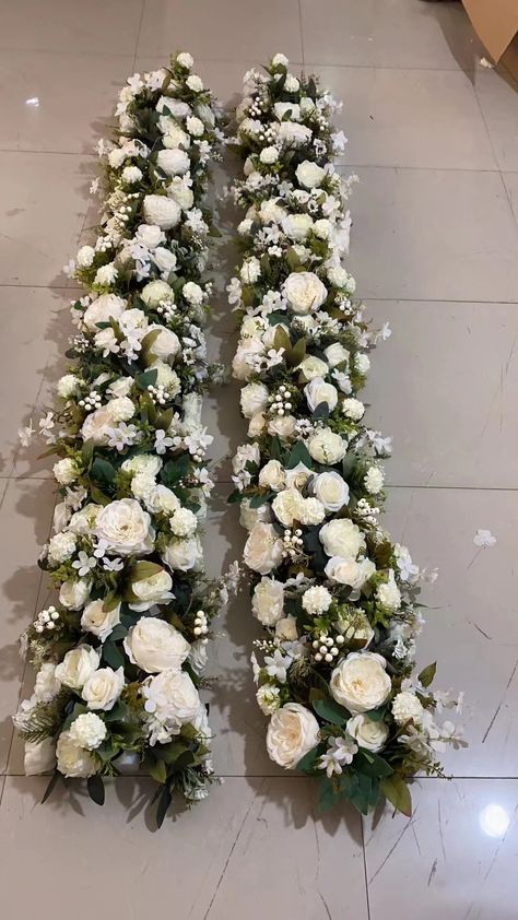 all the flowers garland are handmade,they are all  using the same high-quality silk flowers. but they will  not be as 100% same style flowers as the picture  🌷our flower garland is the best one for you our flower garland is very flexible, so it can be bent,  displayed on an arch,used as a table or aisle runner,  or as display on the head table 🌷wide use applications scene: office,leisure, bedroom, living room, coffee table,  windowsill,Balcony and so on. Application holiday:Wedding Party,Chris Table Runner Flower Arrangements, Church Wedding Flowers Altar Catholic, Flower Runner For Table, Floor Floral Arrangements Wedding, White Flower Arrangements Wedding, Long Table Flower Arrangements, Church Pew Flowers, Aisle Flowers Wedding, Arch Flower Arrangement