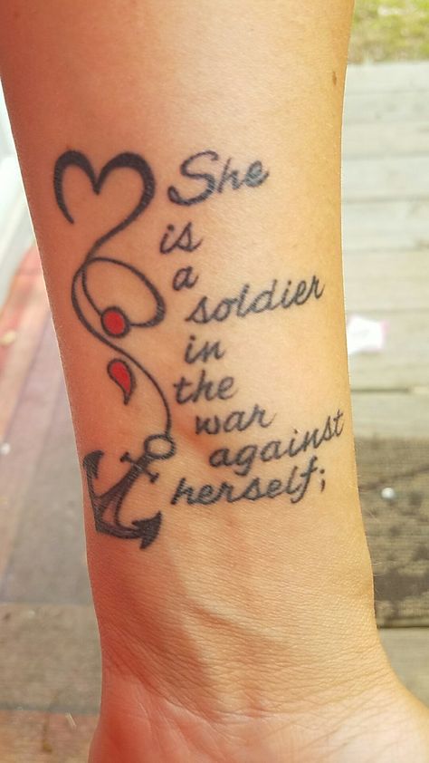 My semicolon tattoo,  she is a soldier in the war against herself Rare Tattoo, Rare Tattoos, Tattoo Unique, Semicolon Tattoo, Inspiration Tattoos, Парные Тату, Geniale Tattoos, Initial Tattoo, Unique Women