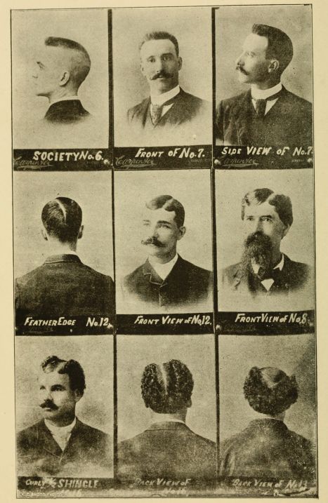 Men's Hairstyles, Image 2, from Barber Instructor and Toilet Manual Hairstyles 1900, 1900s Hair, 1800s Hairstyles, Victorian Male, Ugly Hair, 19th Century Men, Victorian Men, Victorian Man, Vintage Barber