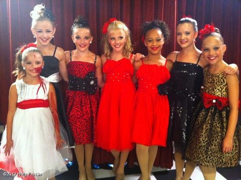 Mackenzie, Chloe, Kendall, Paige, Nia, Brooke, and Madison of Abby Lee Dance Company in costumes for 'The Last Text' group dance Dance Moms Season 2, Maddie Mackenzie, Dance Moms Group Dances, Dance Moms Confessions, Dance Moms Season, Dance Moms Costumes, Dance Moms Maddie, Dance Moms Cast, Dance Moms Pictures