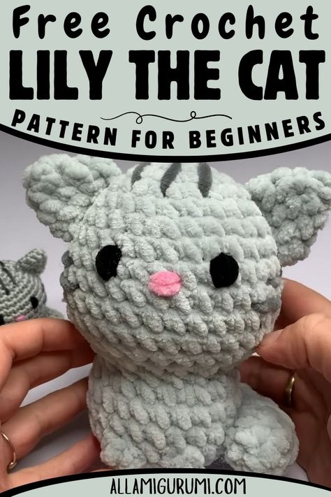 Crochet Lily The Cat Pattern For Festive Holiday Gifts Crochet Lily, Crochet Pig, Popular Crochet, Cat Amigurumi, Baby Chickens, Crochet Teddy Bear, Your Crochet, Crochet Teddy, Crochet Toy