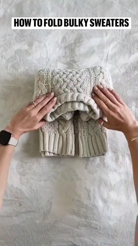 How to Fold Bulky Sweaters in 2022 | Clothes organization diy, Diy clothes life hacks, Clothes organization Fold Bulky Sweaters, Folding Sweaters, Fold Sweaters, How To Fold Sweaters, Folding Hacks, Fold Clothes, Clothes Folding, Fold Towels, Bulky Sweaters