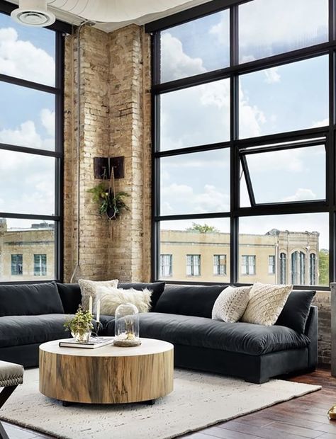 14 of the Most Comfortable Sectionals That Don't Compromise on Style Charcoal Couch, Corner Sectional Sofa, Luxury Penthouse, Interior Minimalista, Cabin In The Woods, Corner Sectional, Four Hands, Window Design, Outdoor Sectional Sofa