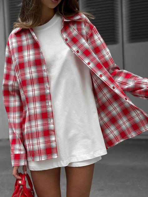 Women's Long Sleeve Button Plaid Casual Comfortable Vacation Shirt Suitable For Summer Red   Wrist-Length Sleeve Polyester   Non-Stretch  Women Clothing, size features are:Bust: ,Length: ,Sleeve Length: Women Blouses, Vacation Shirts, Maternity Bag, Women Clothes Sale, Summer Women, Women Clothing, Women Long Sleeve, Womens Tees, Length Sleeve