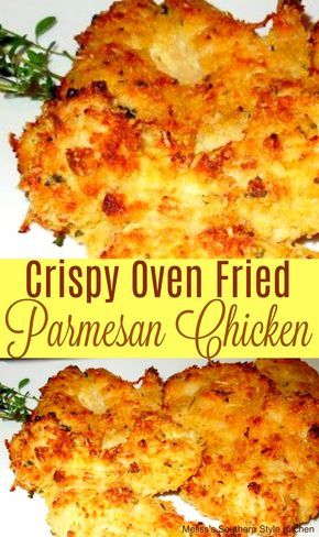 Crispy Oven Fried Parmesan Chicken Chicken Thights Recipes, Crispy Oven Fries, Oven Fried, Oven Fried Chicken, Parmesan Chicken, Crusted Chicken, Fries In The Oven, Chicken Dishes Recipes, Baked Chicken Recipes