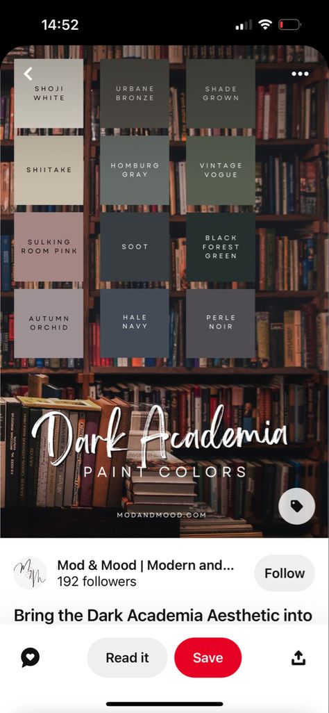 Dark Academia Wall Color, Dark Academia Basement, Dark Academia Mid Century Modern, Dark Academia Green Aesthetic, Dark Green Bedroom Color Scheme, Dark Academia Paint Colors, Moody Game Room, Modern Academia Aesthetic, Dark Academia Colors