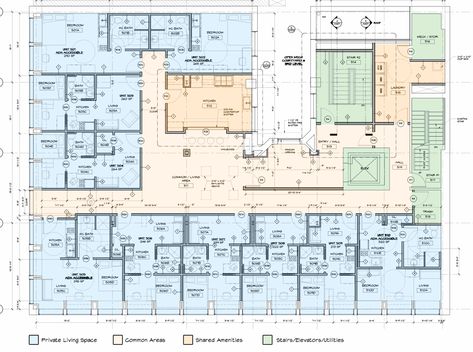 For millennial, but for Seniors as well! In a new model of living, residents will have their own “microunits” built around a shared living space for cooking, eating, and hanging out. Co Living Concept, Co Housing Community, Granny Pod, Dorm Style, Co Housing, Community Living, Design Your Life, Living Ideas, Coworking Space