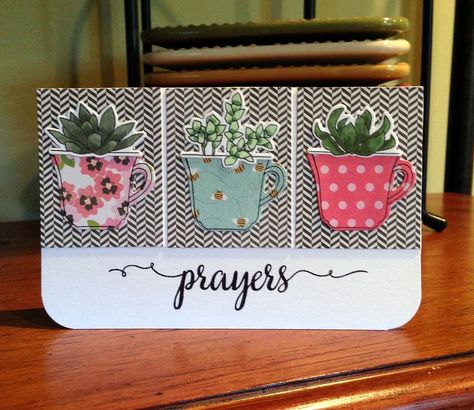 Love this card created by Jana Millen using Simon Says Stamp Exclusives. Teacup Cards, Succulent Cards, Cactus Cards, Tea Cup Card, Plants Pots, Plants Succulents, Pot Plants, Coffee Cards, Encouragement Cards