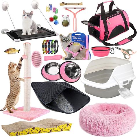 SAVE TIME - This suite of new cats and kittens is perfect for those just getting into owning a cat. There's no need to spend lots of time sifting through dozens of pages of products; we've already selected good and necessary products for you and your cat. Our kitten kits for new owners have all the essentials and tools every new cat needs Stuff For Kittens, Kitten Must Haves, Cat Must Haves, Cute Cat Accessories, Kitten Stuff, Pet Supplies Organization, Kitten Supplies, Kitten Accessories, Cat Nail Clippers