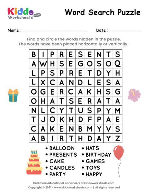 Birthday Word Search Free Printable, Birthday Worksheets For Kids, Birthday Worksheet, Birthday Word Search, Picture With Words, Free Printable Word Searches, Mickey 1st Birthdays, Sign Language Words, Word Search Printables