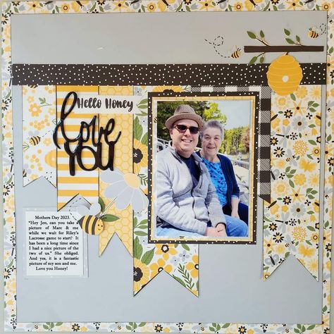 Bee Scrapbook, Scrapbook Design Layout, Beautiful Scrapbook Layouts, Scrapbook Pictures, Creative Memories Scrapbooking, Handmade Scrapbook, Scrapbook Layout Sketches, Summer Scrapbook, Family Scrapbook