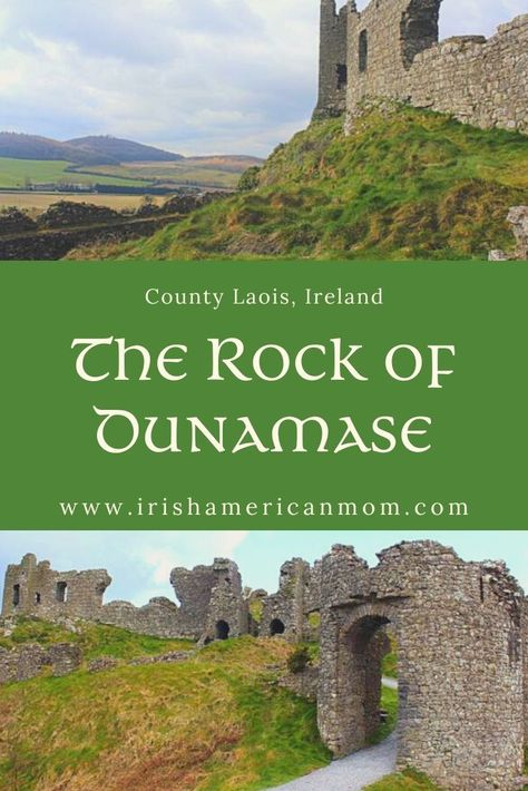 A castle ruin on a hill over a ruined stone castle entryway with a central text banner Traveling Ireland, Laois Ireland, Counties Of Ireland, Ireland Places To Visit, Irish Things, Ancient Castle, Ireland Road Trip, Dublin Ireland Travel, England Trip