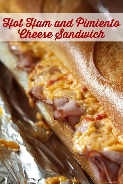 The gooey cheese and smoked ham in this Hot Ham and Pimiento Cheese sandwich recipe make it truly special! Ham And Pimento Cheese Sandwiches, Cheesy Sausage Dip, Sausage Dip Recipe, Cheesy Snacks, Easy Suppers, Easy Supper Recipes, Yummy Sandwiches, Pimento Cheese Sandwiches, Cheese Sandwich Recipe