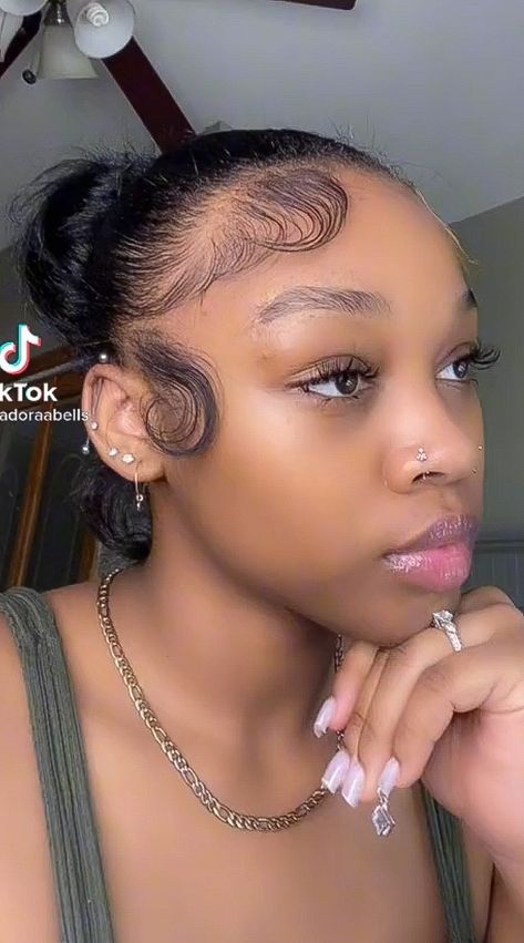 Slick Back Ponytail Natural Hair Edges, Simple Slick Hairstyles, Slick Back Ponytail With Dramatic Edges, Edges For Slick Back Ponytail, Middle Part Low Bun With Edges, Midi Bun With Edges, Slick Back Bun Natural Hair Middle Part Edges, 3 Part Slick Back, Slick Back Bun Black Women