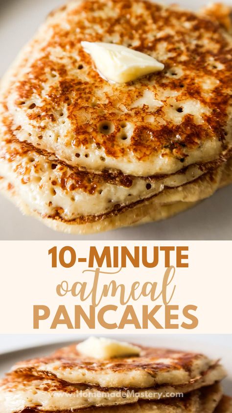 Fluffy Oatmeal Pancakes, Fluffy Oatmeal, Healthy Pancakes Easy, Oatmeal Pancakes Easy, Oatmeal Pancake, Oatmeal Pancakes Healthy, Oatmeal Pancakes Recipe, Yummy Healthy Breakfast, Easy Oatmeal