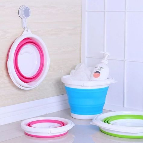 Foldable Bucket With Handle 10 L Random Color Dm for order and queries #foldablebucket #bucket Collapsible Bucket, Cat Water Bowl, Water Bucket, Folding Furniture, Functional Furniture, Plastic Containers, Minimalist Kitchen, Rubber Material, Car Wash