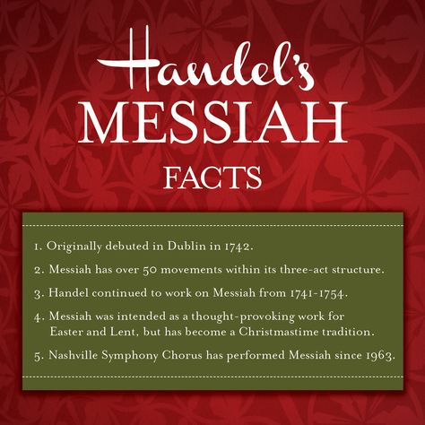 Five facts about Handel's Messiah from the Nashville Symphony! https://www.nashvillesymphony.org/tickets/concert/Handels_Messiah Handels Messiah, Bible Quotes Catholic, Music Facts, Christian Musician, Youtube Songs, Teaching Holidays, Music Lesson Plans, Joyful Noise, Music Appreciation