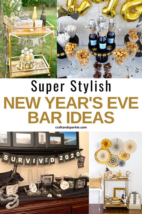 Champagne Bar Ideas, Champaign Bar, White Bar Cart, Fun Popcorn, New Year Table, Bubbly Bar, Serving Bar, Bar Cart Styling, Popcorn Bar