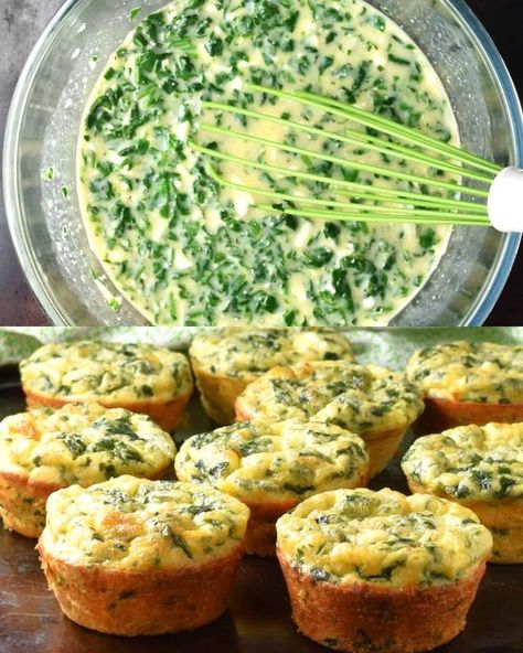 They are so delicious that my kids... - Quickest Recipes Spinach Egg Muffins Breakfast, Baking With Spinach, Savory Muffins Breakfast, Cheese Spinach Muffins, Savoury Muffins Recipes, Breakfast Muffins Savory, Spinach Breakfast Recipes, Zucchini Scones, Healthy Spinach Recipes