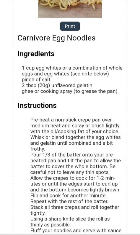 Carnivore Egg Noodles Carnivore Noodles Gelatin, Carnivore Egg Noodles, Carnivore Noodles, Egg White Noodles, Egg Noddles, Ketovore Diet, Free Noodles, Bread Crust, Keto Noodles