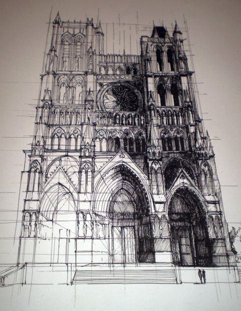 1220-1270 the Gothic Amiens Cathedral - France - Cathedral of Our Lady of Amiens (French: Cathédrale Notre-Dame d'Amiens) Architects:Robert of Luzarches, Thomas and Regnault de Cormont #architecture #cathedral Architecture Sketches, Gothic Cathedrals, Architecture Ideas, Architecture Drawing Art, Architectural Sketch, Architectural Drawing, The Gothic, 수채화 그림, Arte Sketchbook