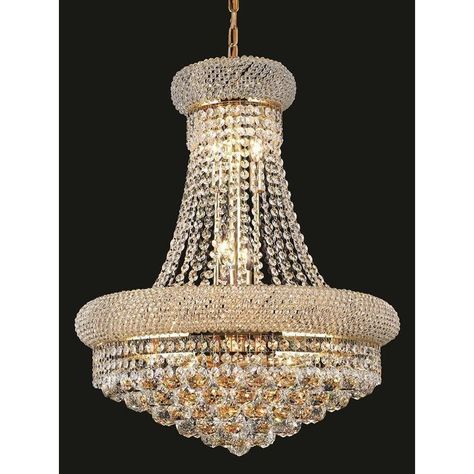 Gallery Lighting, Empire Chandelier, Crystal Chandelier Lighting, Crystal Trim, Hanging Fixture, Gold Chrome, Ceiling Light Fixture, Beautiful Chandelier, Empire Style