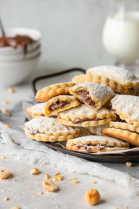 Italian Walnut Pillow Cookies, Best Italian Cookies, Short Crust Pastry Recipes Desserts, Nutella Cookies Recipe 3 Ingredients, Short Crust Pastry Recipes, Nutella Biscotti, Nutella Peanut Butter, Hazelnut Flour, Short Crust Pastry