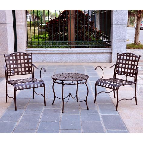 Have to have it. International Caravan Santa Fe 3 pc. Outdoor Patio Bistro Set - $399.99 @hayneedle 3 Piece Bistro Set, Bistro Furniture, Outdoor Bistro Set, Outdoor Sofa Sets, Outdoor Patio Furniture Sets, Iron Furniture, Outdoor Dining Furniture, Outdoor Patio Decor, Conversation Set Patio