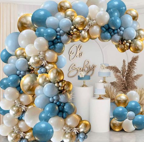 Dusty Blue Balloons, Balloon Wreath, Orange Balloons, Fog Blue, 1st Birthday Party Decorations, Gold Confetti Balloons, Fiesta Baby Shower, Blue Pastel, Red Balloon